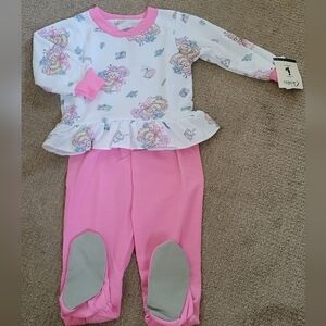Carters 2 Piece Girl's Footie Teddy Bear 🧸 Floral Pajama Set